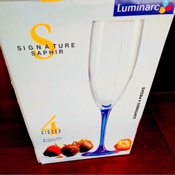 Blue Stem Champagne Glasses - Set of 4 - Picture 8 of 8